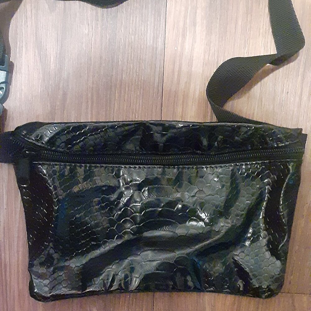 Black Crocodile Fanny Pack